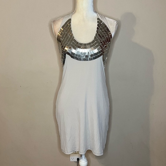 ⭐️Bebe Gray Halter Dress with Silver Accents - Picture 2 of 9